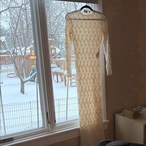 VILA Cream Long Sleeve Dress